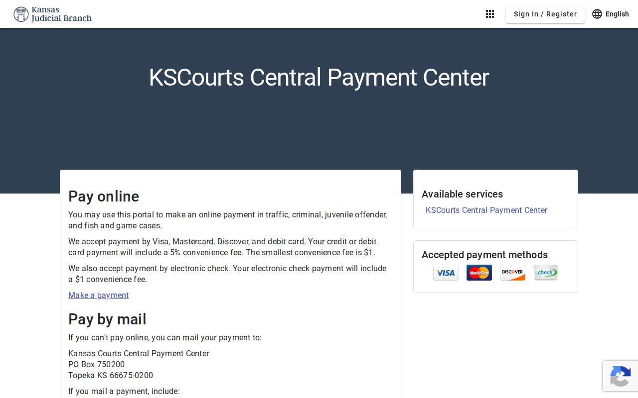 Payment types, fees, address, and phone for Sheridan County traffic court records