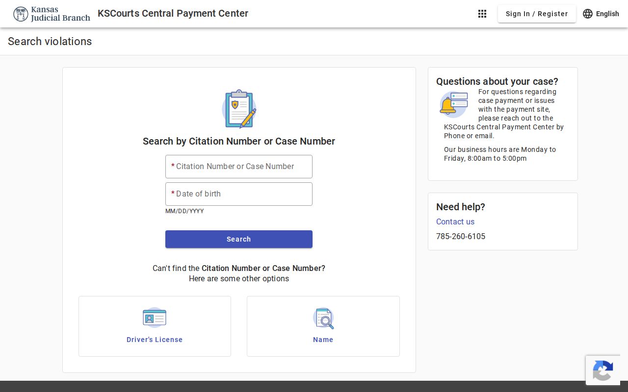 Blank payment search for Sheridan County traffic court records